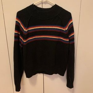 Free people wool blend raglan mock neck striped sweater 70s stranger things